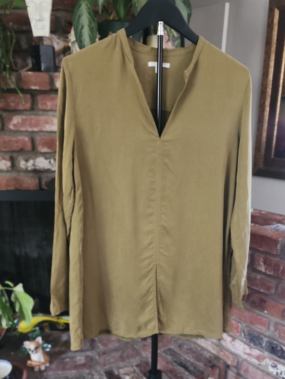 COS Olive Green V-Neck Long Sleeve Tunic